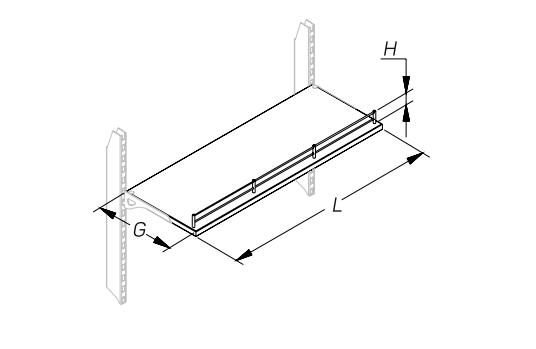 Полка ДСП для L-образного кронштейна прямая (ограничитель H=42) STAHLER Перфопанели и держатели