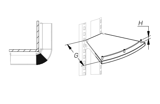 Полка ДСП для L-образного кронштейна угловая внешняя 45° (ограничитель H=20) STAHLER Наборы крепежа