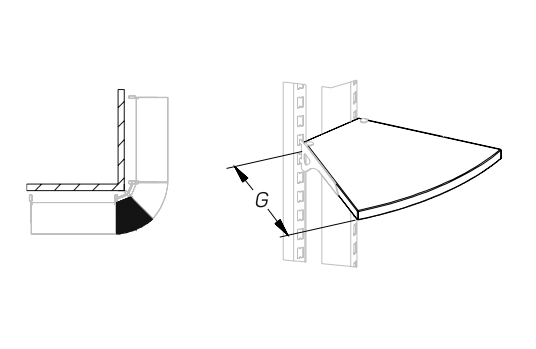Полка ДСП для L-образного кронштейна угловая внешняя 45° (ограничитель H=20) STAHLER Наборы крепежа