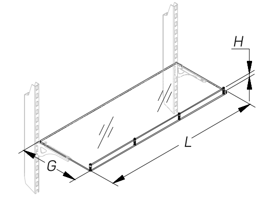 Полка стеклянная прямая (ограничитель H=20) STAHLER Перфопанели и держатели