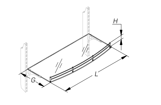 Полка стеклянная радиусная (ограничитель H=50) STAHLER Перфопанели и держатели
