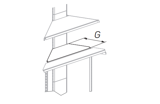 Полка угловая внешняя усиленного стеллажа G=350 STAHLER Перфопанели и держатели