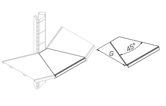 Полка угловая внешняя, угол 45° STAHLER Перфопанели и держатели