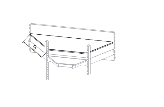 Полка угловая внутренняя усиленного стеллажа G=350 STAHLER Перфопанели и держатели