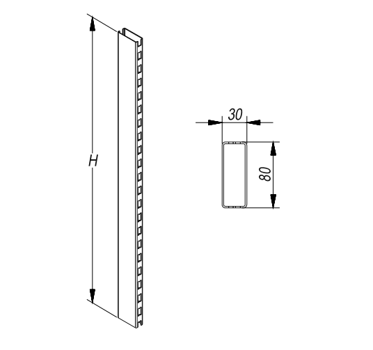 Стойка с двухсторонней перфорацией 30×80 STAHLER Перфопанели и держатели